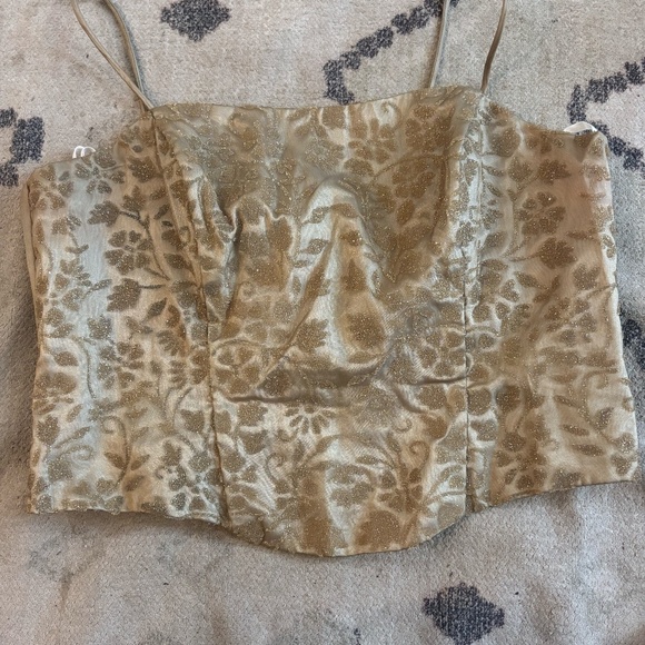 vintage y2k corset bustier glitter green khaki sparkle + accepting offers - Picture 1 of 5